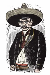 Emiliano Zapata (1880-1919), mexikansk revolutionär. Xylografi av Jose Guadalupe Posada (1852-1913).