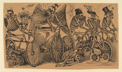 Skelett calaveras cyklar, ca. 1900., ca. 1900.