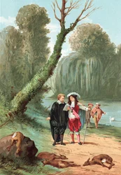 William Harvey akiwa na mfalme Charles I katika bustani ya Windsorwed