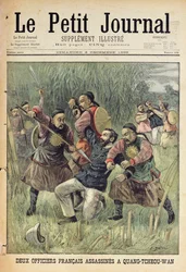 Två franska officerare mördade i Quang-Tcheou-Wan av kineser, titelblad ur «Le Petit Journal», 3 december 1899
