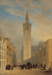 Giraldan sett från Calle Placentines - Dominguez Becquer, Jose (1805-1841) - ca 1836 - Olja på duk - 57,4x40,2 - Museo Carmen Thyssen, Malaga