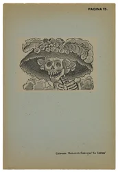 Calavera de la Catrina, ca 1910, tryckt 1943 (foto-relief etsning med gravyr)