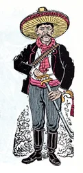 Mexikansk revolution (1910-1920) - Salazar Amador revolutionär anhängare av Emiliano Zapata - Xylografi av Jose Guadalupe Posada (1852-1913)