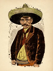 Mexikanska revolutionen - Emiliano Zapata, ca 1910-1912 (xylografi)