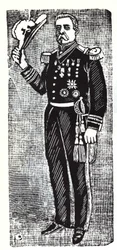 Porträtt av Porfirio Diaz (1828-1915), Mexikos president. Xylografi av Jose Guadalupe Inn (1852-1913).