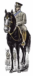 Den mexikanska revolutionen (1910-1920): Porträtt av viktoriansk trädgårdsmästare (1854-1916). Xylografi av Jose Guadalupe Inn (1852-1913).