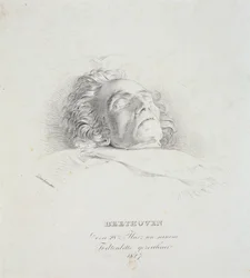 Ludwig van Beethoven (1770-1827) på sin dödsbädd, 28 mars 1827