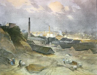 Tegelbruket i Heiligenstadt, publicerat i Wien (färg litho)