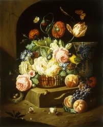 Stilleben med diverse blommor
