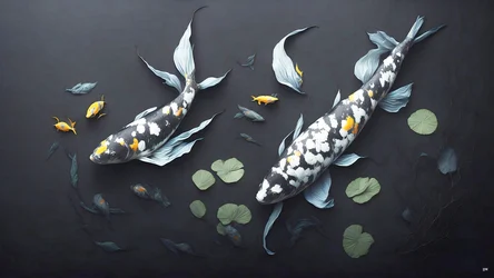 bläckmålning: Koi-Karpfish_white marble_05