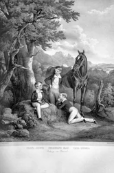 Franz Josef I med bröder Litho