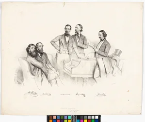 Grupporträtt: Anton Storch, Carl Binder, Anton Emil Titl, Franz von Suppé, Heinrich Proch