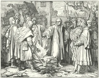 Martin Luther bränner den påvliga tjuren i Wittenberg, 1520