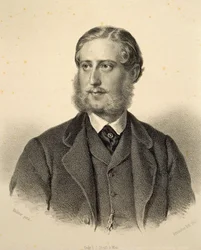 Porträtt av Ferdinand Bonaventura, Prins Kinsky (1834-1904). Gravyr av Josef Kriehuber