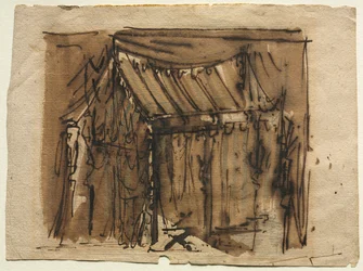 Tält (recto); Två skisser (verso)