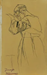 Knästående kvinnlig figur