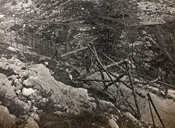 Album "Mitt världskrig - minnen av sydvästra fronten i Kärnten, Italien, Trentino-Alto Adige) 31/03/1915-12/11/1918 - Josef Zohles Wien ": taggtråd (s/v foto)