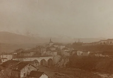 Album "Mitt världskrig - minnen av sydvästfronten (Kärnten, Italien, Sydtyrolen) (Mitt världskrig - minnen från sydvästra fronten i Kärnten, Italien, Trentino Alto Adige) 31 / III / 1915-12 / XI / 1918 - Josef Zohles Wien ": utsikt över Tonia