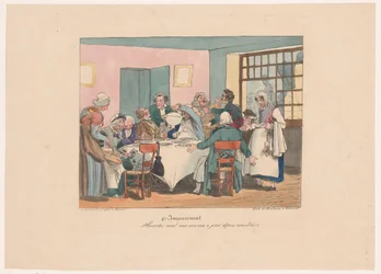 Gezelschap aan tafel aan het fasten Skojar du? Vi har fastat sedan i förrgår (titel på objekt) Ongemakken (serietitel) Nackdel (serietitel på objekt)