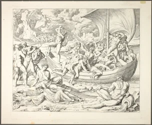 Charons Bark med Souls Crossing the Styx, plansch två från Darstellungen aus Dante