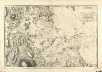 Ett speciellt diagram över hamnen i Boston, som visar sonderna, sandrelarna, klipporna, amaien och andra riktningar som är användbara vid navigering.