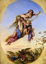 The Changeling "en härlig pojke stulen från en indisk kung" (olja på panel)
