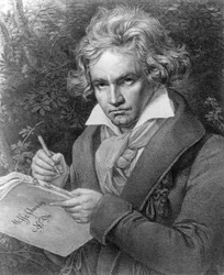 Ludwig van Beethoven komponerar sin "Missa Solemnis", 1819 (litografi)