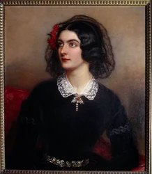 Porträtt av Lola Montes eller Montez (olja på duk)