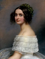 Porträtt av prinsessan Alexandra av Bayern (Alexandra Amalie av Bayern, Alexandra av Bayern) (1826-1875) - Målning av Joseph Karl Stieler (1781-1858) Ec. All
