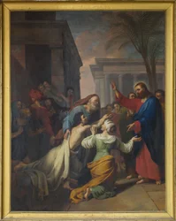 Uppståndelsen av sonen till änkan i Naim. Olja på duk av Jacques Chabord (1786-1848). Mittskepp i katedralen Sens
