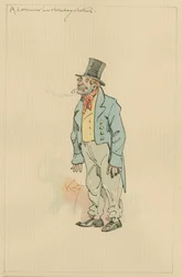A Laborer in Holiday Clothes, ca 1920-talet (penna och bläck med wc på papper)