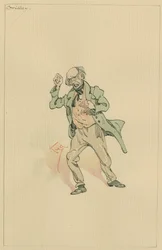 Mr Gridley, ca 1920-talet (penna och bläck med wc på papper)