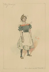 Tilly Slowboy - The Cricket on the Hearth, ca 1920-talet (penna och bläck med wc på papper)