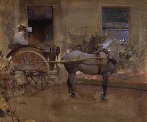 The Governess Cart (gouache på linne)