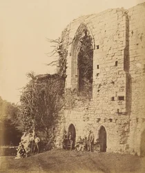 Easby Abbey. Från öster, 1850-talet.