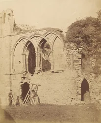 Easby Abbey. Matsalen, 1850-talet.