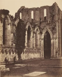 Fountains Abbey. Körens interiör, 1850-tal.