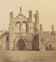 Kirkstall Abbey. Från väst, 1850-talet.