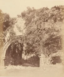 Kirkstall Abbey. Ruiner på södra sidan, 1850-talet.