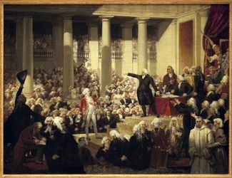 Franska revolutionen: Honoré Gabriel (Honoré-Gabriel) Riqueti, greve av Mirabeau (1749-1791), inför Monsieur Henri Evrard (Henri-Evrard), markis av Dreux Brézé (Dreux-Brézé) (1762-1829), vid deputeradeförsamlingen, 23 juni