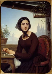Roligt ute efter att underhålla sig själv i avsaknad av Germain Illustration för "Les mysteres de Paris" av Eugene Sue. Målning av Joseph-Desire Court (1798-1865) 1844 sön. 1,12x0,8 m Rouen, Musee des Beaux Arts