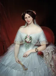 Porträtt av Madame Pouchet Hon är hustru till doktorn Archimede Pouchet, vän till Gustave Flaubert. Målning av Joseph Court (1797-1865) 1849 sön. 0,97x1,3 m Rouen, musee des Beaux Arts - Porträtt av Madame Pouchet, hustru till läkaren Archimede Pouchet