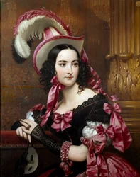 The Venetian at the Ball Maskmålning av Joseph Court (1797-1865) 1837 Rouen, Musee des Beaux Arts