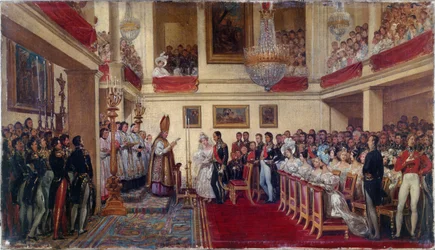 Kung Leopold I:s giftermål med prinsessan av Orleans, mellan 1833 och 1837 (olja)