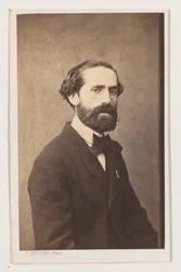 Portret van de schilder Joseph Bellemans, halvfigur Antwerpenskolan. Porträtt biografier visitkort. Collection Dupont (serietitel)