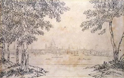 Avlägsen utsikt över St. Pauls och Blackfriars Bridge
