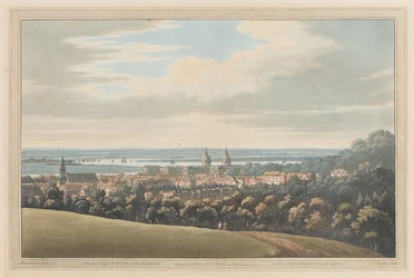 Utsikt över Greenwich och nedför floden, 1795 (akvatint)
