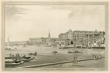 Utsikt över Somerset Place, Adelphi, etc från Temple Garden
