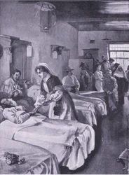 Boerfångar på Palace Hospital i Simonstown, illustration från After Pretoria: The Guerilla War, 1902