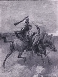 Slår en av dem av hästen (litho)